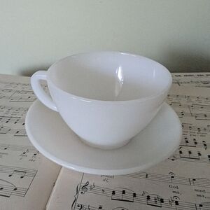 Federal Glass White Teacup and Saucer Set